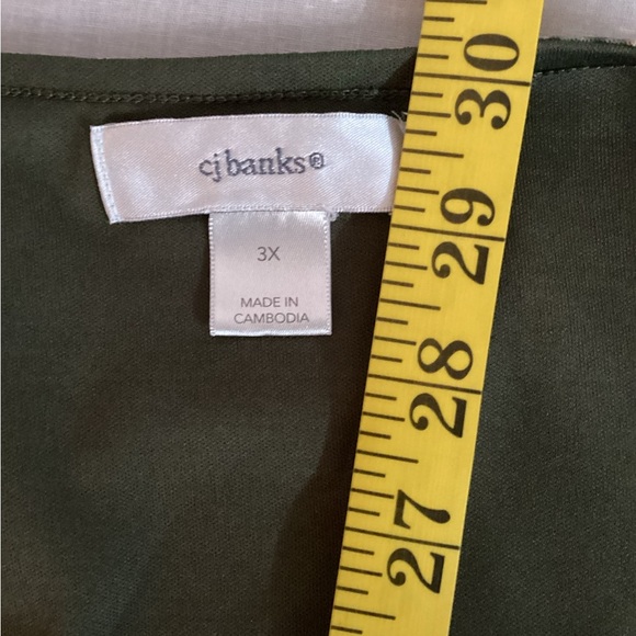 CJ Banks Green Floral Blouse with Tassels, Stretch, Plus Size 3X - Picture 6 of 9